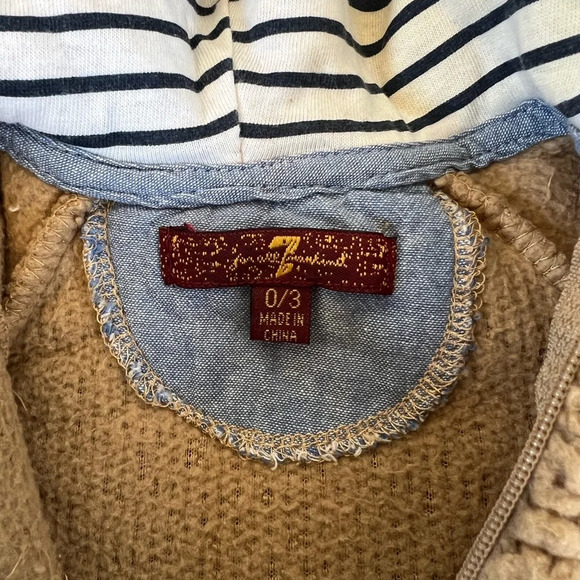 7 For All Mankind Infant Fuzzy Teddy Bear Onsie Jumpsuit | 0-3 Mos - Picture 4 of 5